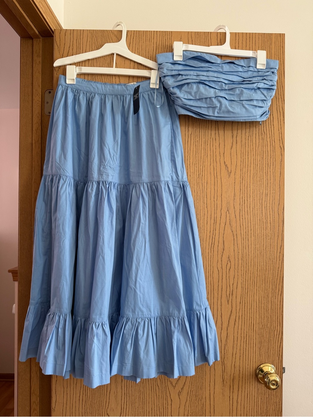 Abercrombie & Fitch Light Blue Tiered A-Line Maxi Skirt with Matching Bandeau